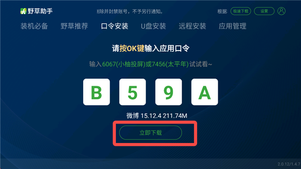 大屏端口令输入界面截图