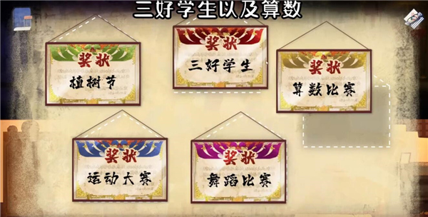 奖状顺序排列解谜画面