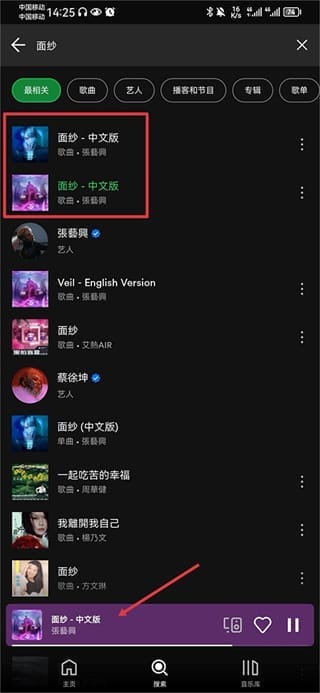 Spotify播放页界面截图