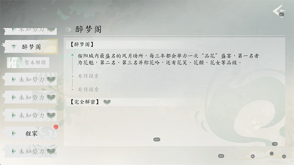 势力档案界面截图